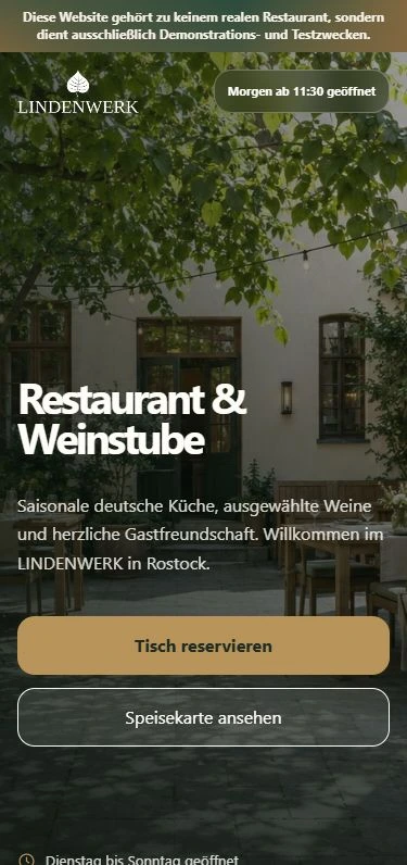 Lindenwerk – dieselbe Beispiel-Website auf dem Smartphone