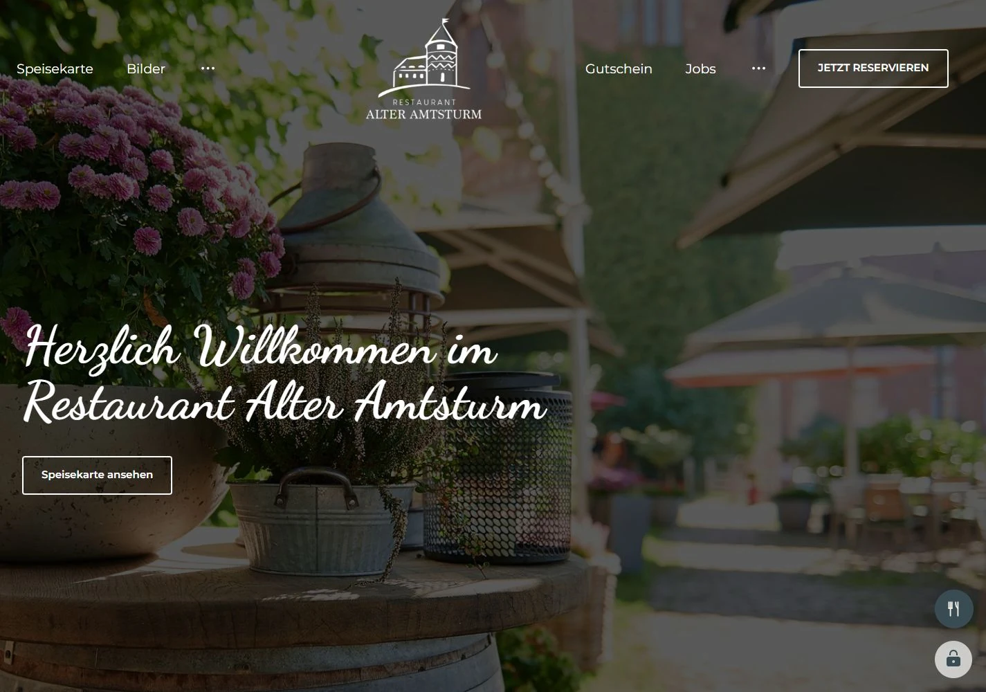 Website ALTER AMTSTURM – Desktopansicht