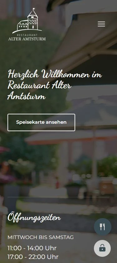 Website ALTER AMTSTURM – Smartphoneansicht